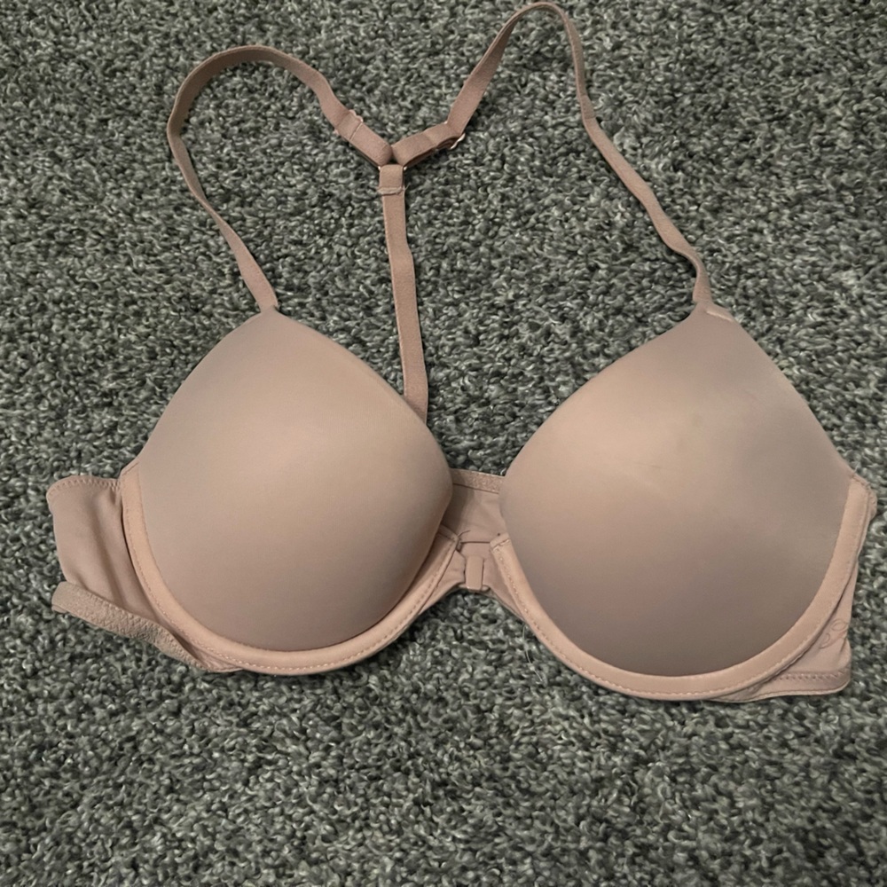 Victoria’s Secret PINK Tan Y Strap Front Clasp Bra 34B